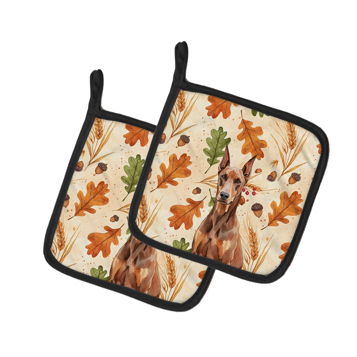 Picture of Carolines Treasures WDK7809PTHD 7.5 x 7.5 in. Red Doberman Pinscher Heirloom Fall Pair of Pot Holders
