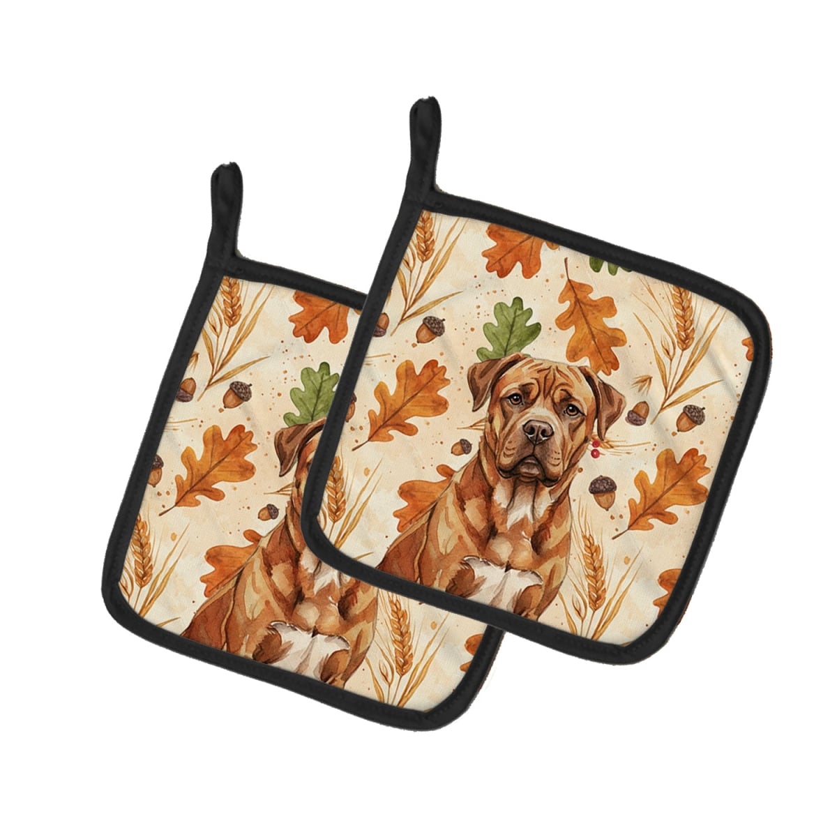 Picture of Carolines Treasures WDK7813PTHD 7.5 x 7.5 in. Mahogany Dogue de Bordeaux Heirloom Fall Pair of Pot Holders