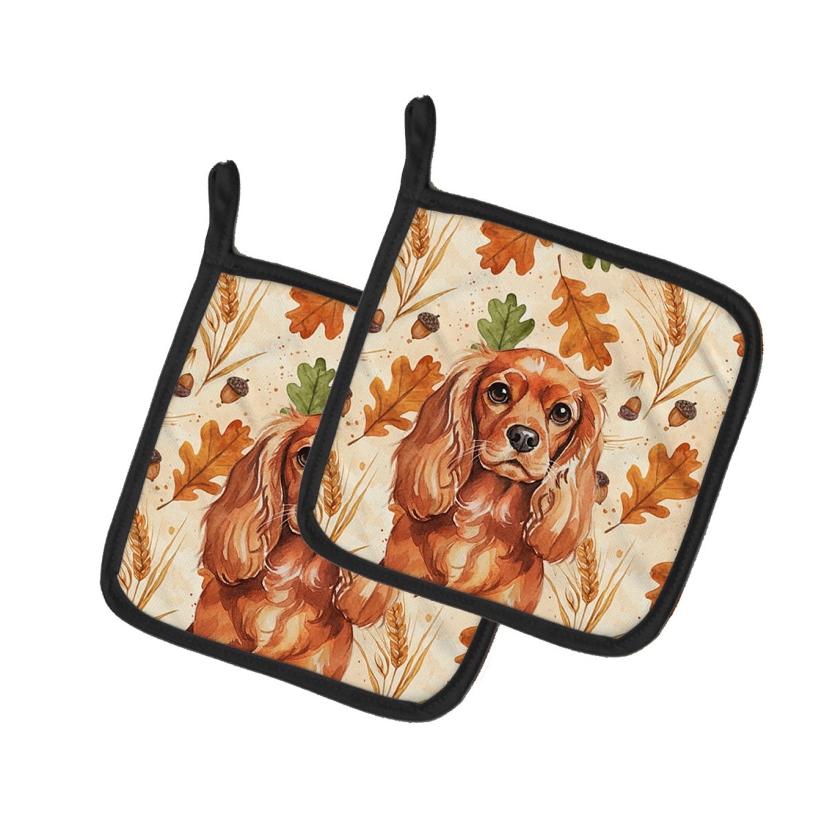 Picture of Carolines Treasures WDK7836PTHD 7.5 x 7.5 in. Ruby English Toy Spaniel Heirloom Fall Pair of Pot Holders