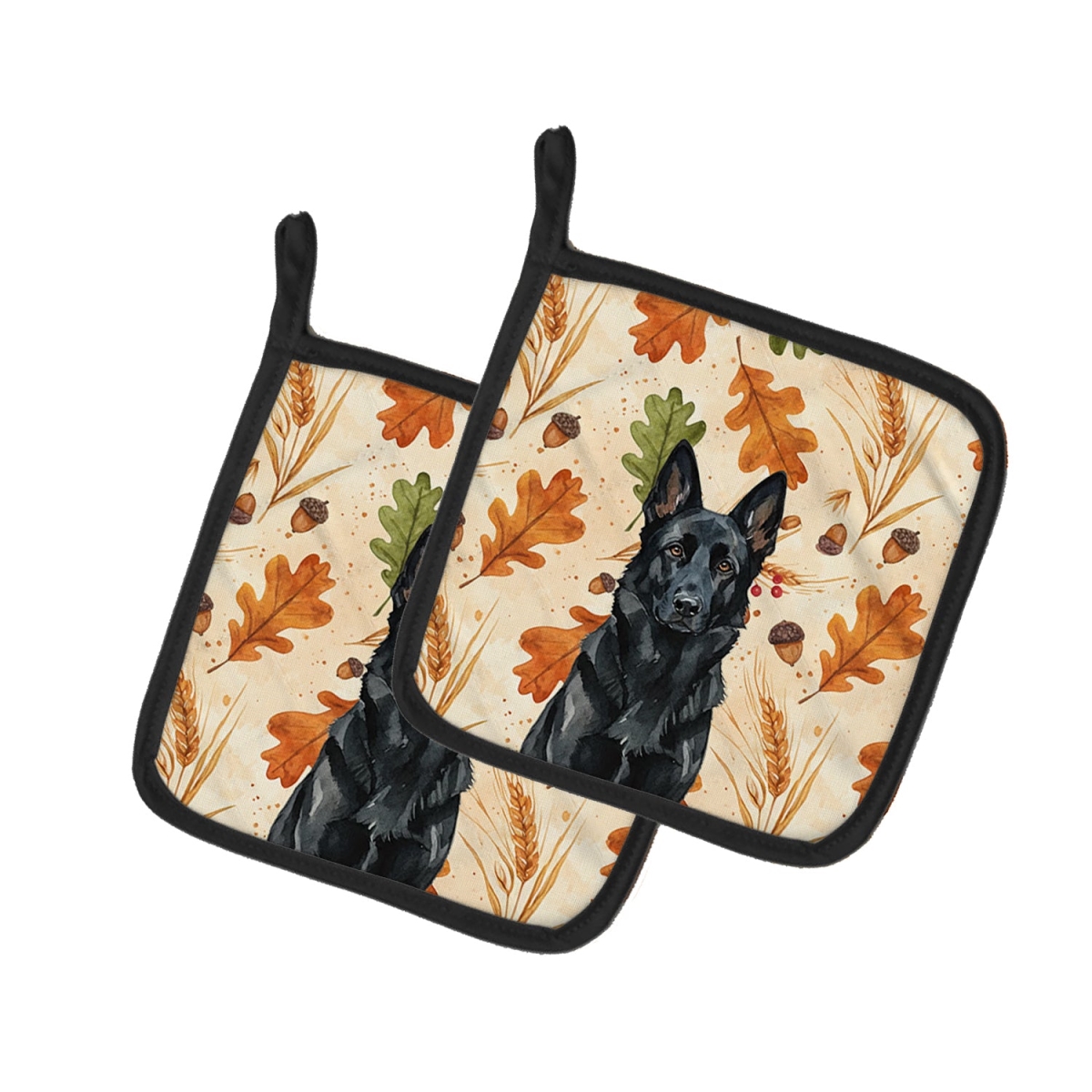 Picture of Carolines Treasures WDK7845PTHD 7.5 x 7.5 in. Black German Shepherd Heirloom Fall Pair of Pot Holders