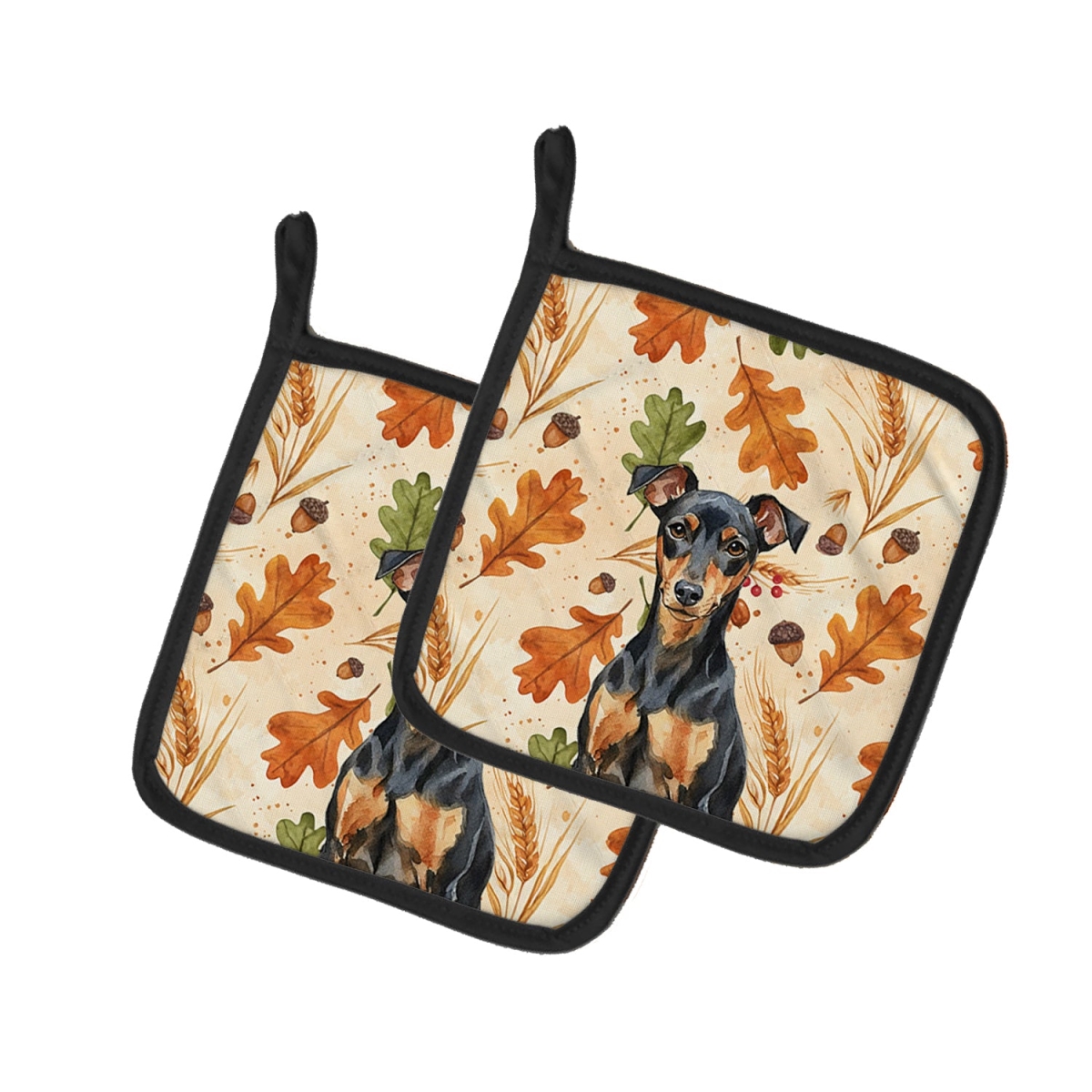 Picture of Carolines Treasures WDK7908PTHD 7.5 x 7.5 in. Manchester Terrier Heirloom Fall Pair of Pot Holders