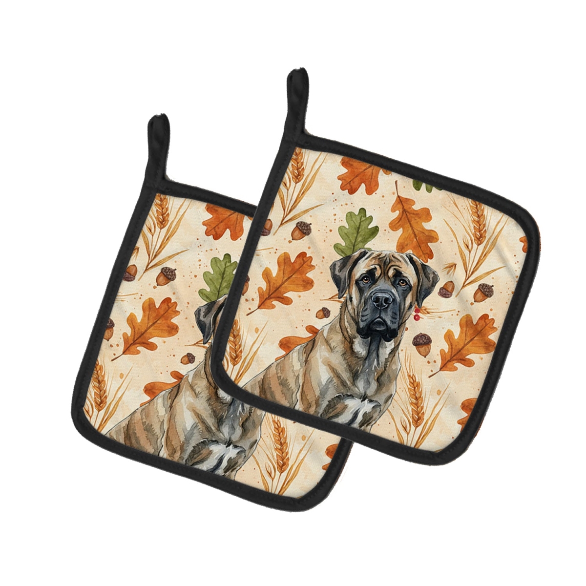 Picture of Carolines Treasures WDK7909PTHD 7.5 x 7.5 in. Brindle Mastiff Heirloom Fall Pair of Pot Holders