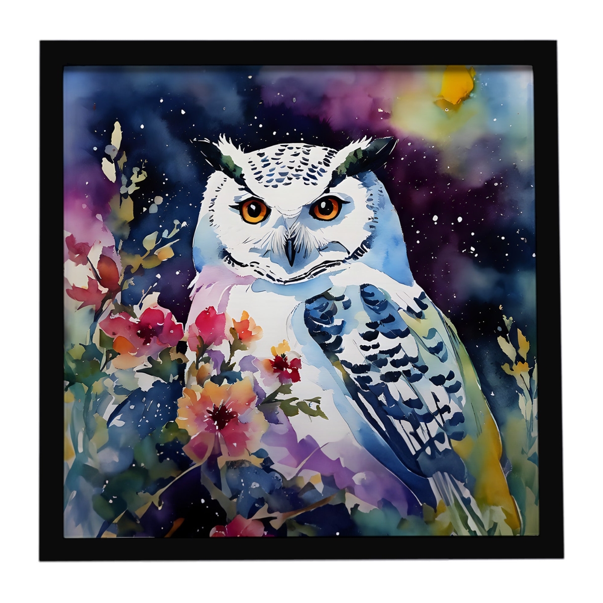 DAC3267MFP88 8 x 8 in. Snowy Owl Framed Metal Print
