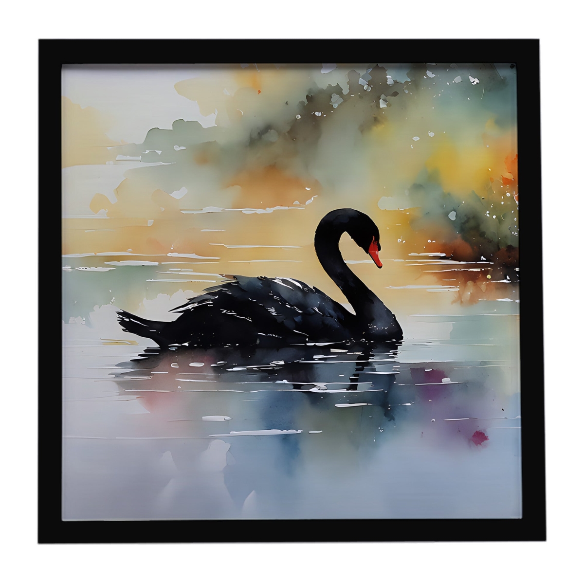 DAC3270MFP88 8 x 8 in. Black Swan Framed Metal Print