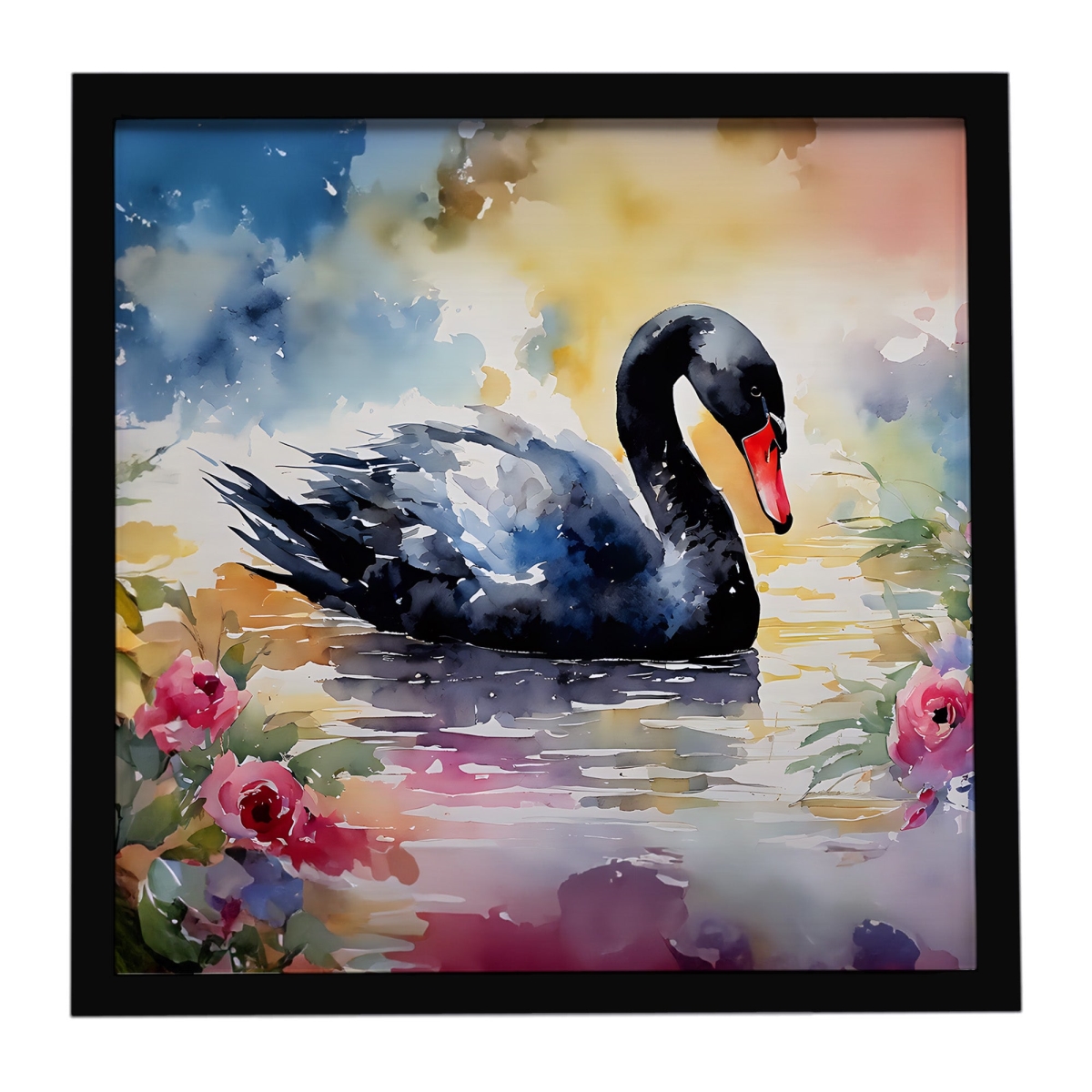 DAC3272MFP88 8 x 8 in. Black Swan Framed Metal Print