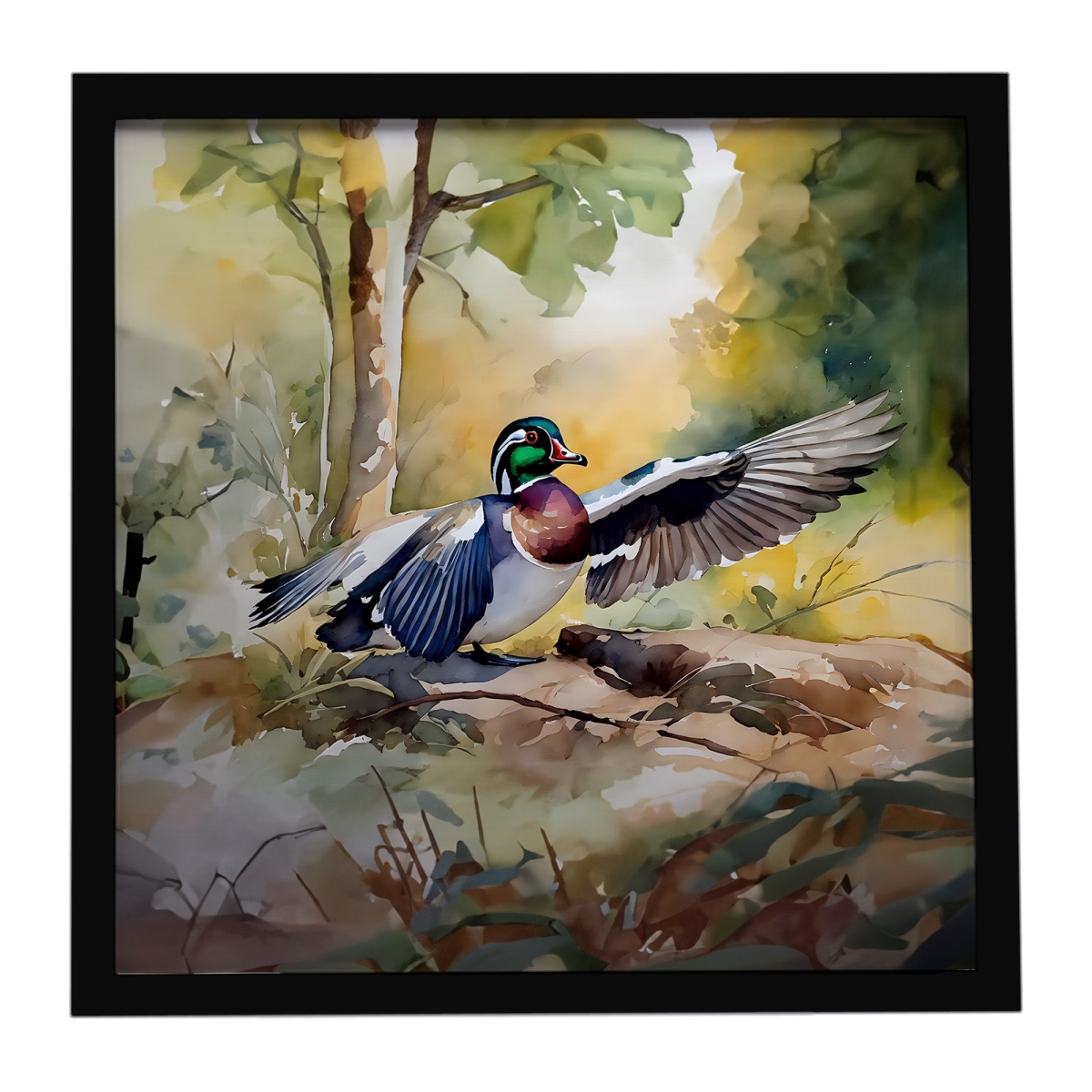 DAC3283MFP88 8 x 8 in. Wood Duck Framed Metal Print