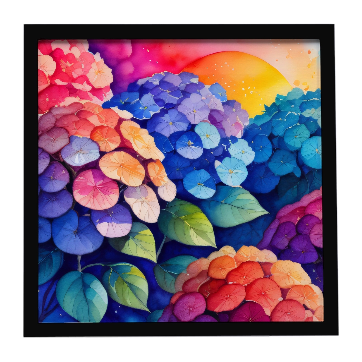 DAC1440MFP88 8 x 8 in. Hydrangeas in Color Framed Metal Print