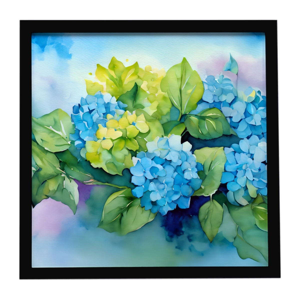 DAC1579MFP88 8 x 8 in. Hydrangeas in Watercolor Framed Metal Print