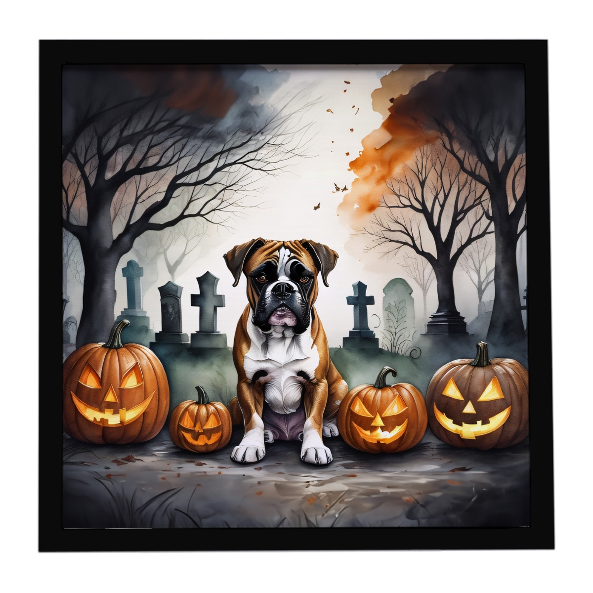 DAC2026MFP88 8 x 8 in. Boxer Spooky Halloween Framed Metal Print