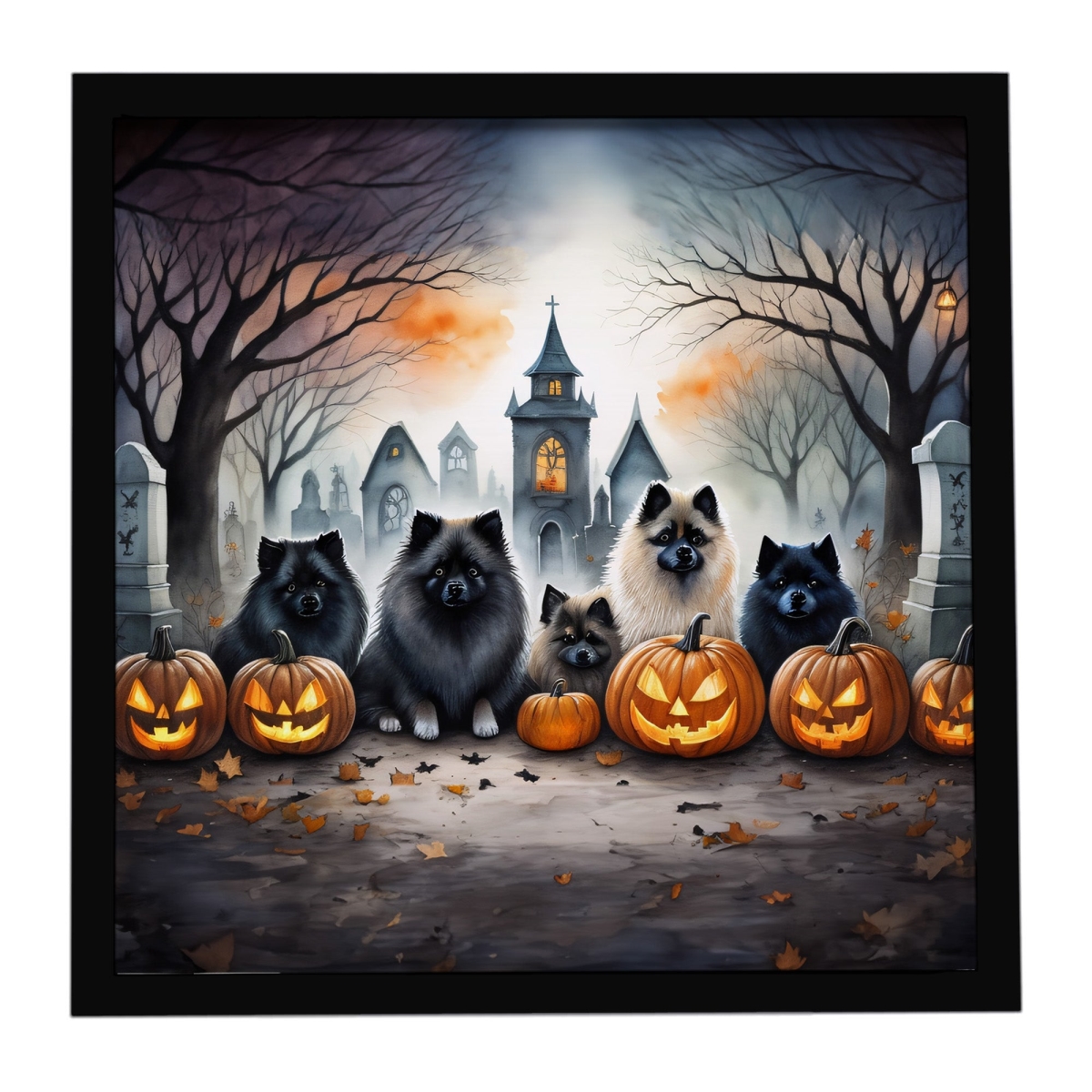 DAC2046MFP88 8 x 8 in. Keeshond Spooky Halloween Framed Metal Print