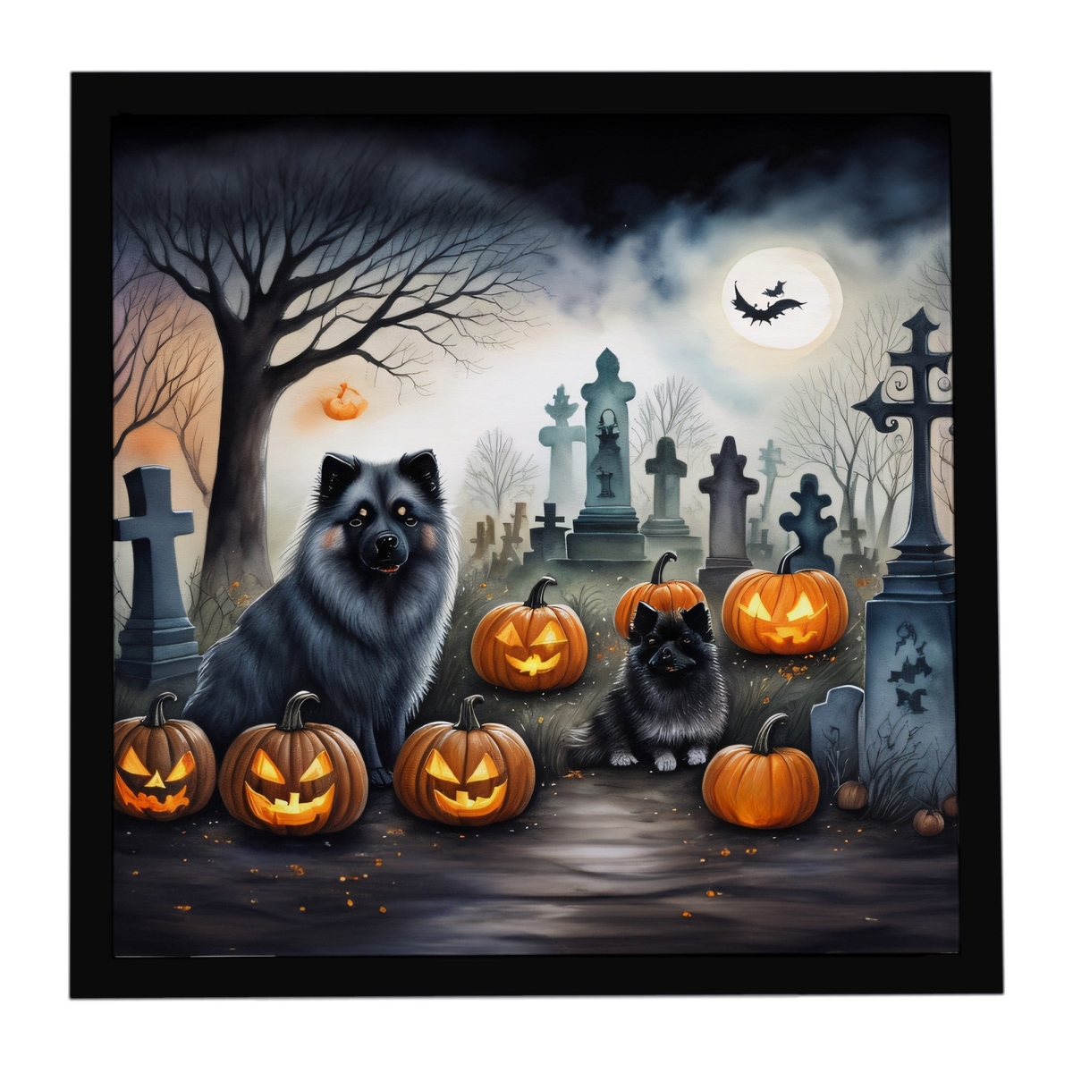 DAC2047MFP88 8 x 8 in. Keeshond Spooky Halloween Framed Metal Print