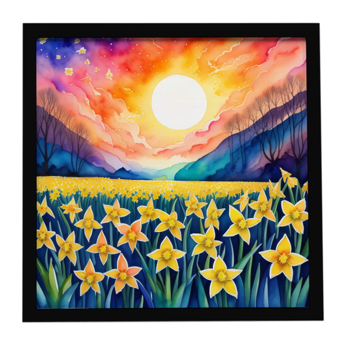DAC1947MFP88 8 x 8 in. Colorful Daffodils Framed Metal Print