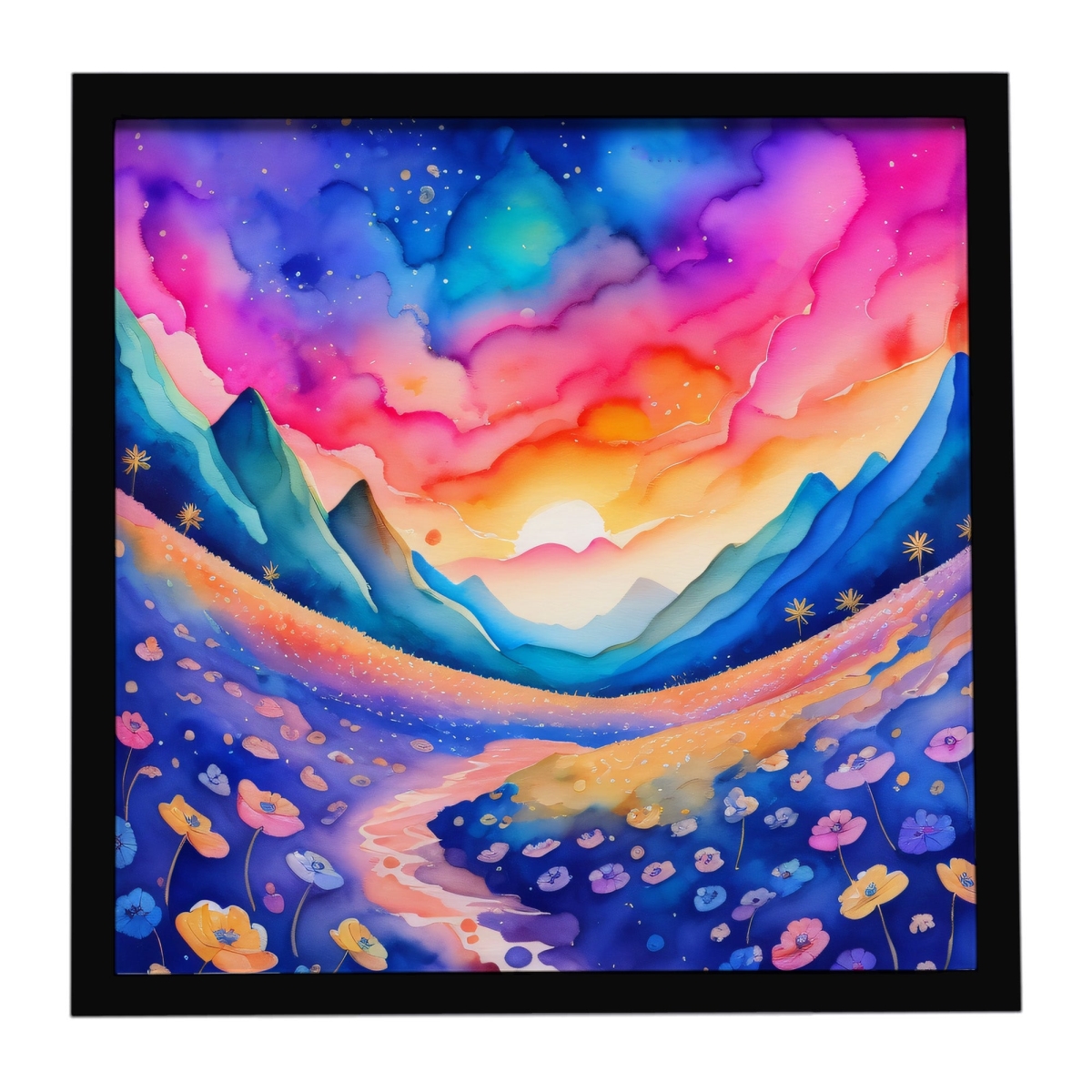 DAC1982MFP88 8 x 8 in. Colorful Periwinkles Framed Metal Print