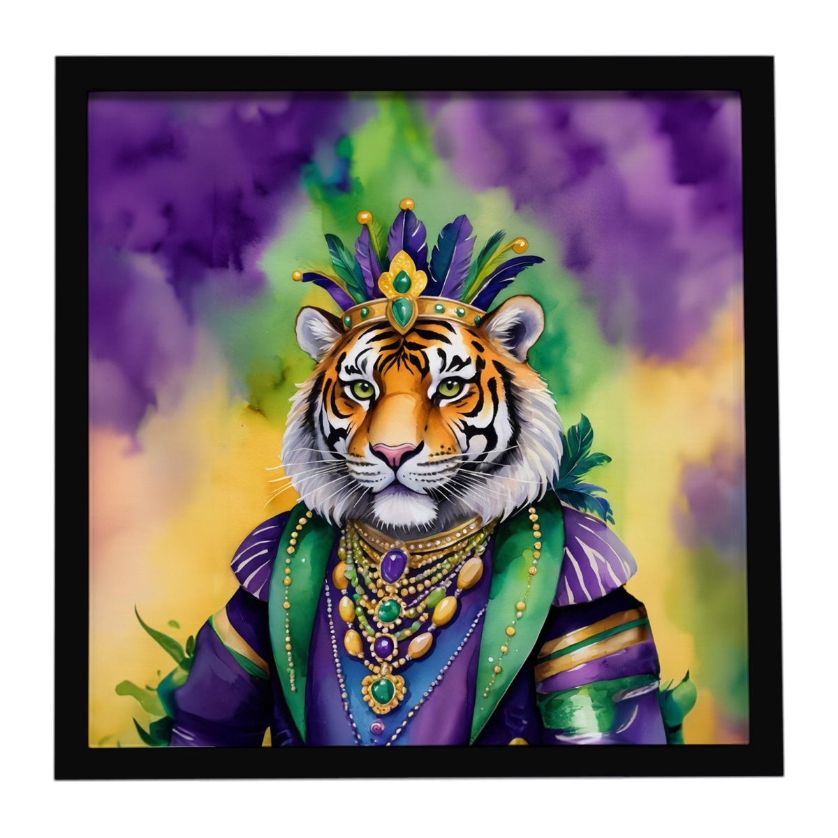DAC5249MFP88 8 x 8 in. Tiger the King of Mardi Gras Framed Metal Print