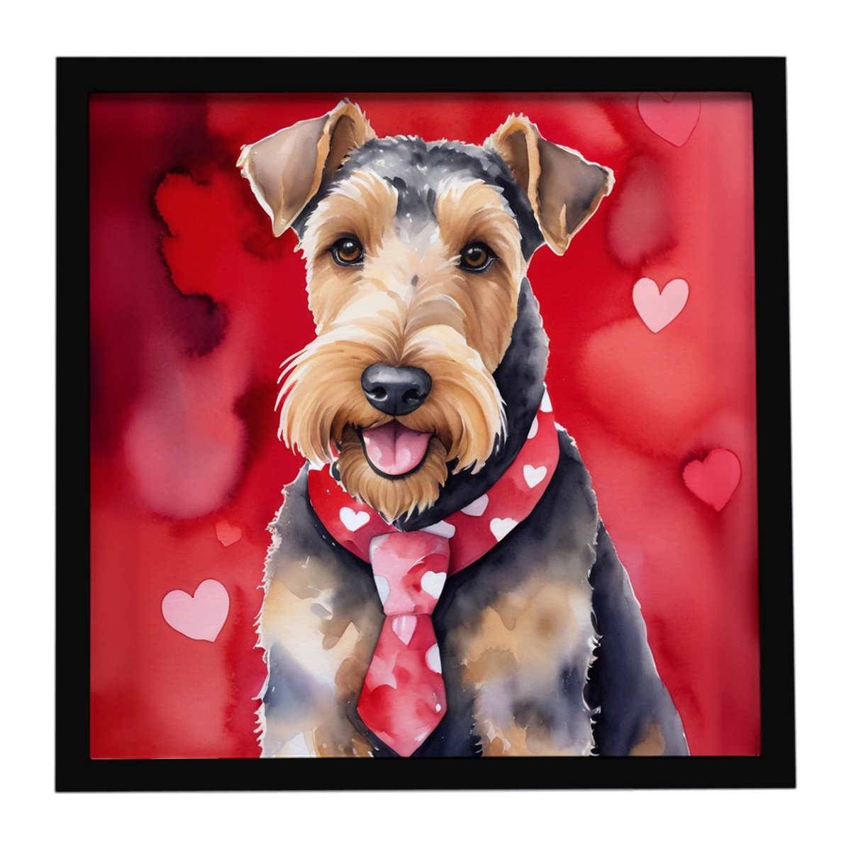 DAC5255MFP88 8 x 8 in. Airedale Terrier My Valentine Framed Metal Print