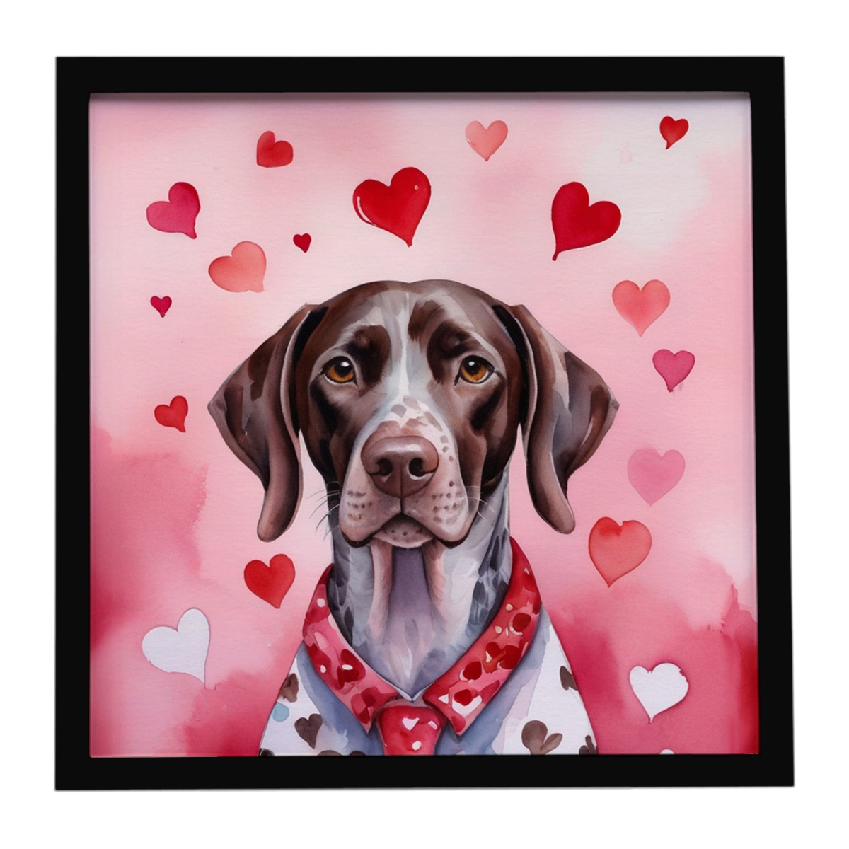 DAC5349MFP88 8 x 8 in. German Shorthaired Pointer My Valentine Framed Metal Print