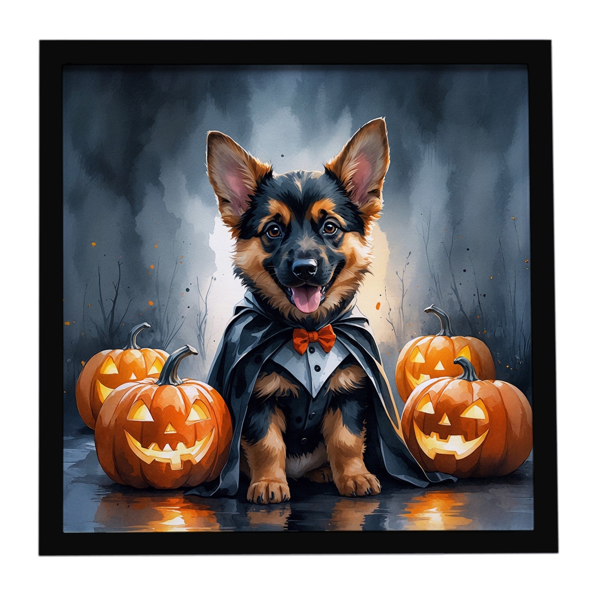DAC8420MFP88 8 x 8 in. German Shepherd Puppy Halloween Framed Metal Print