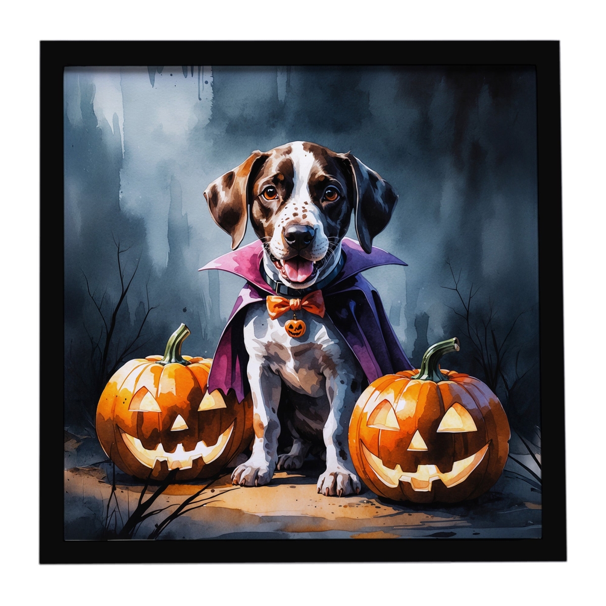 DAC8421MFP88 8 x 8 in. German Shorthaired Pointer Puppy Halloween Framed Metal Print
