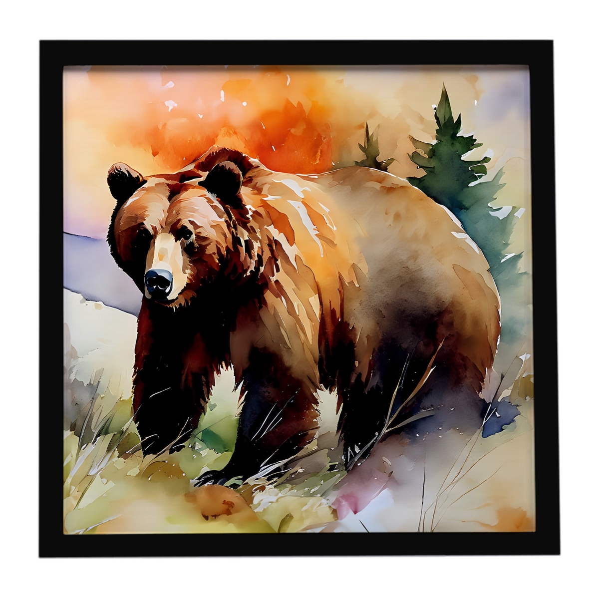 DAC2924MFP88 8 x 8 in. Grizzly Bear Framed Metal Print