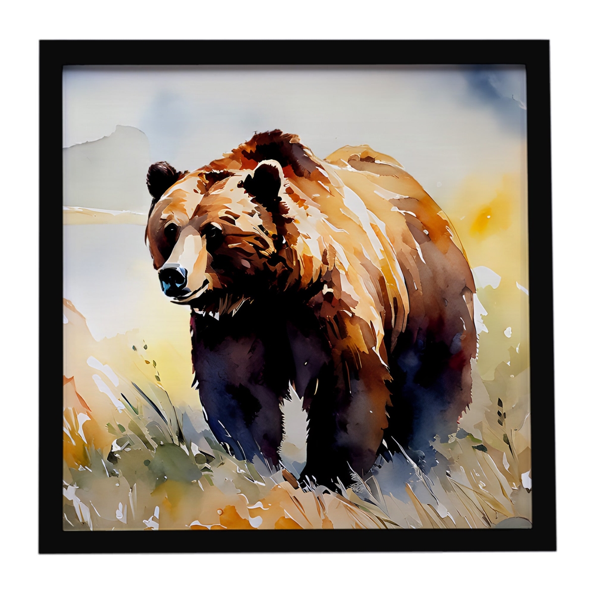 DAC2930MFP88 8 x 8 in. Grizzly Bear Framed Metal Print