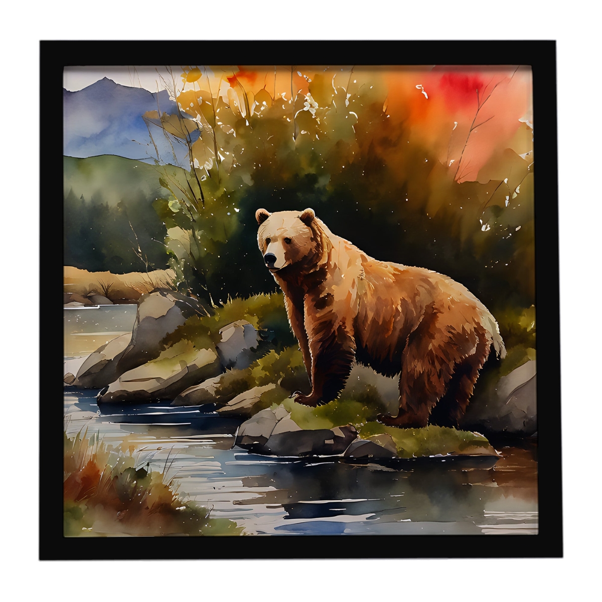 DAC2942MFP88 8 x 8 in. Kodiak Bear Framed Metal Print