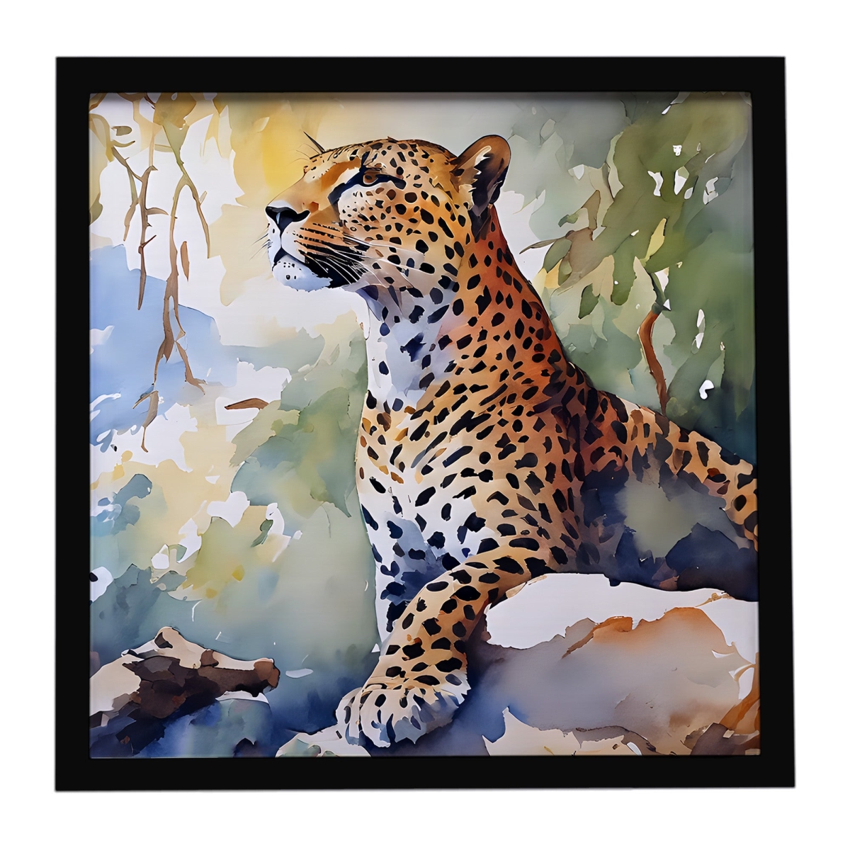 DAC2947MFP88 8 x 8 in. Leopard Framed Metal Print