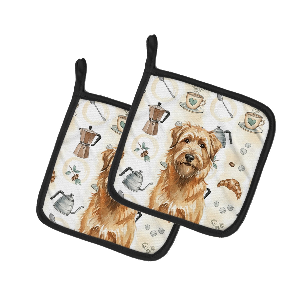 Picture of Carolines Treasures WDK7342PTHD 7.5 x 7.5 in. Tawny Briard Coffee Bar Pair of Pot Holders