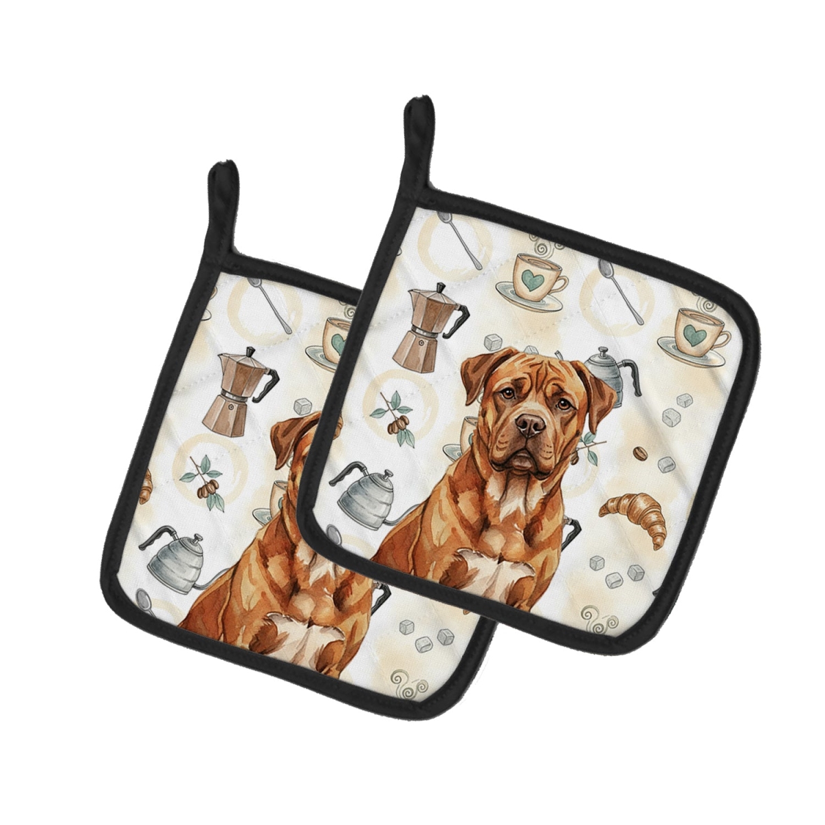Picture of Carolines Treasures WDK7413PTHD 7.5 x 7.5 in. Mahogany Dogue de Bordeaux Coffee Bar Pair of Pot Holders