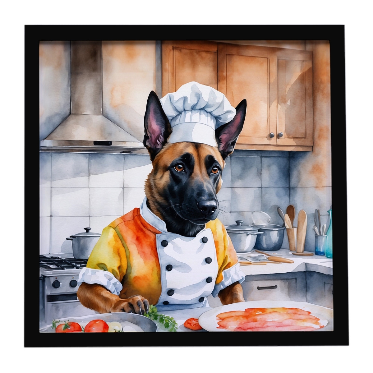 DAC6200MFP88 8 x 8 in. Belgian Malinois The Chef Framed Metal Print
