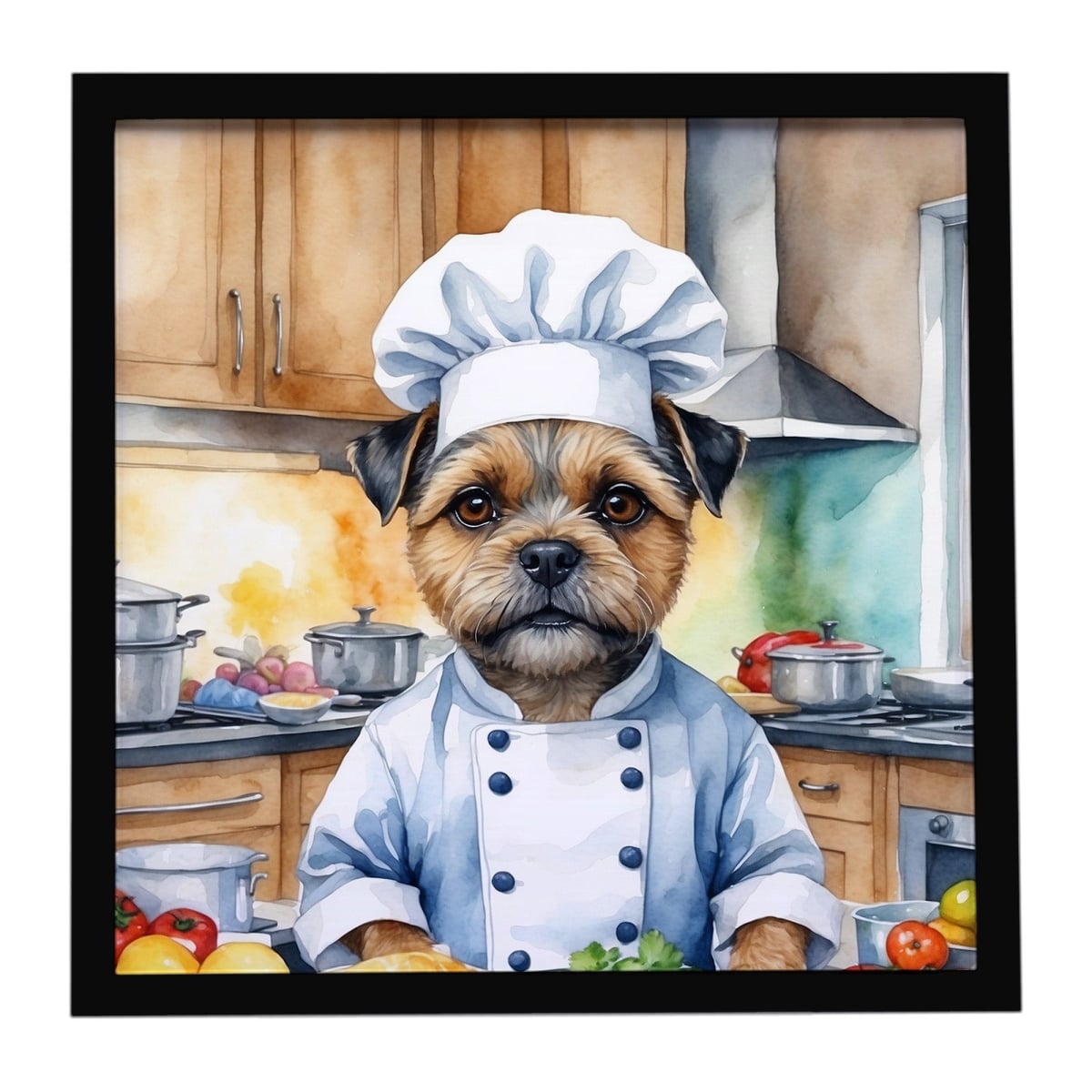 DAC6213MFP88 8 x 8 in. Border Terrier The Chef Framed Metal Print