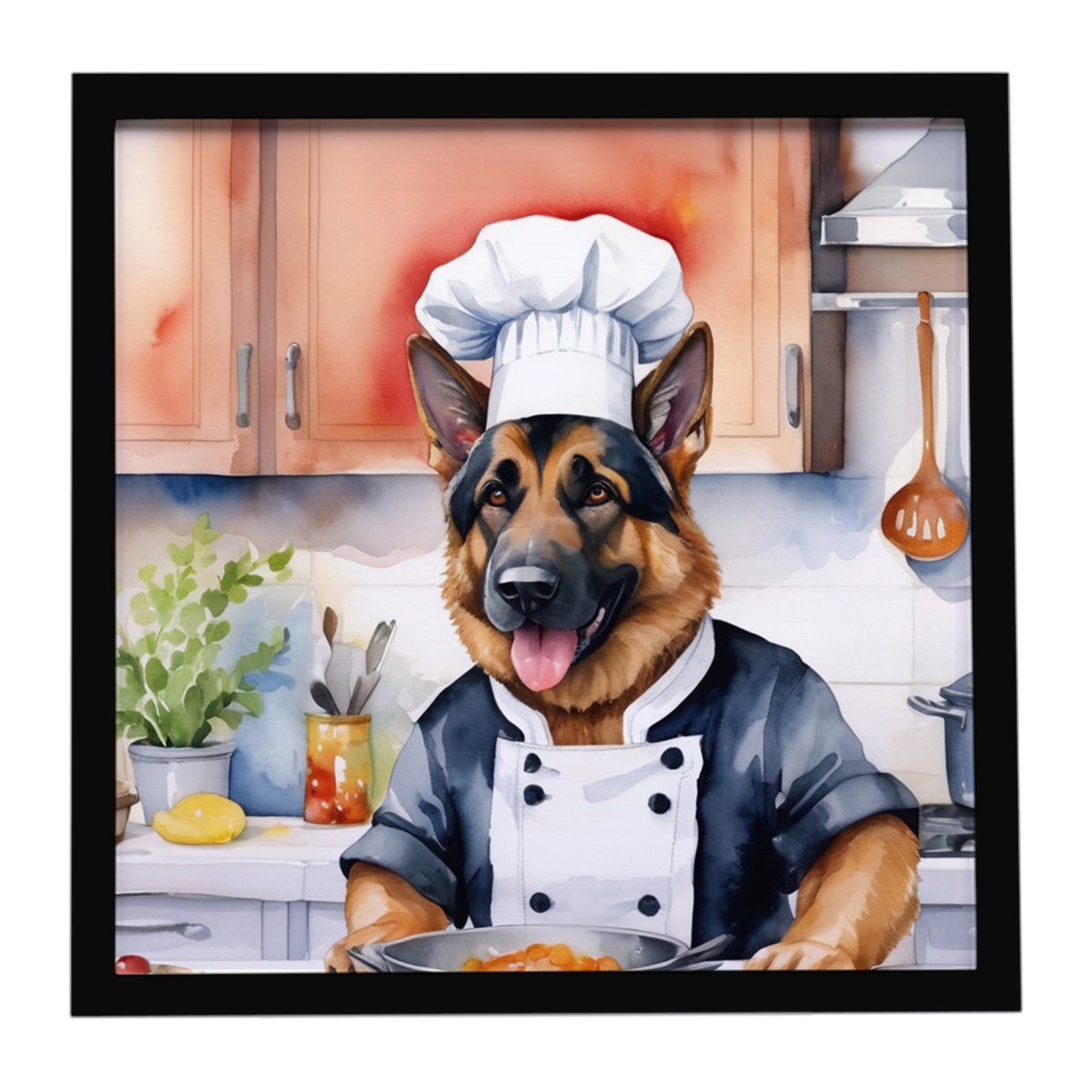 DAC6253MFP88 8 x 8 in. German Shepherd The Chef Framed Metal Print