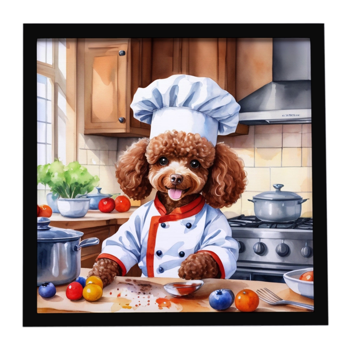 DAC6305MFP88 8 x 8 in. Chocolate Poodle The Chef Framed Metal Print