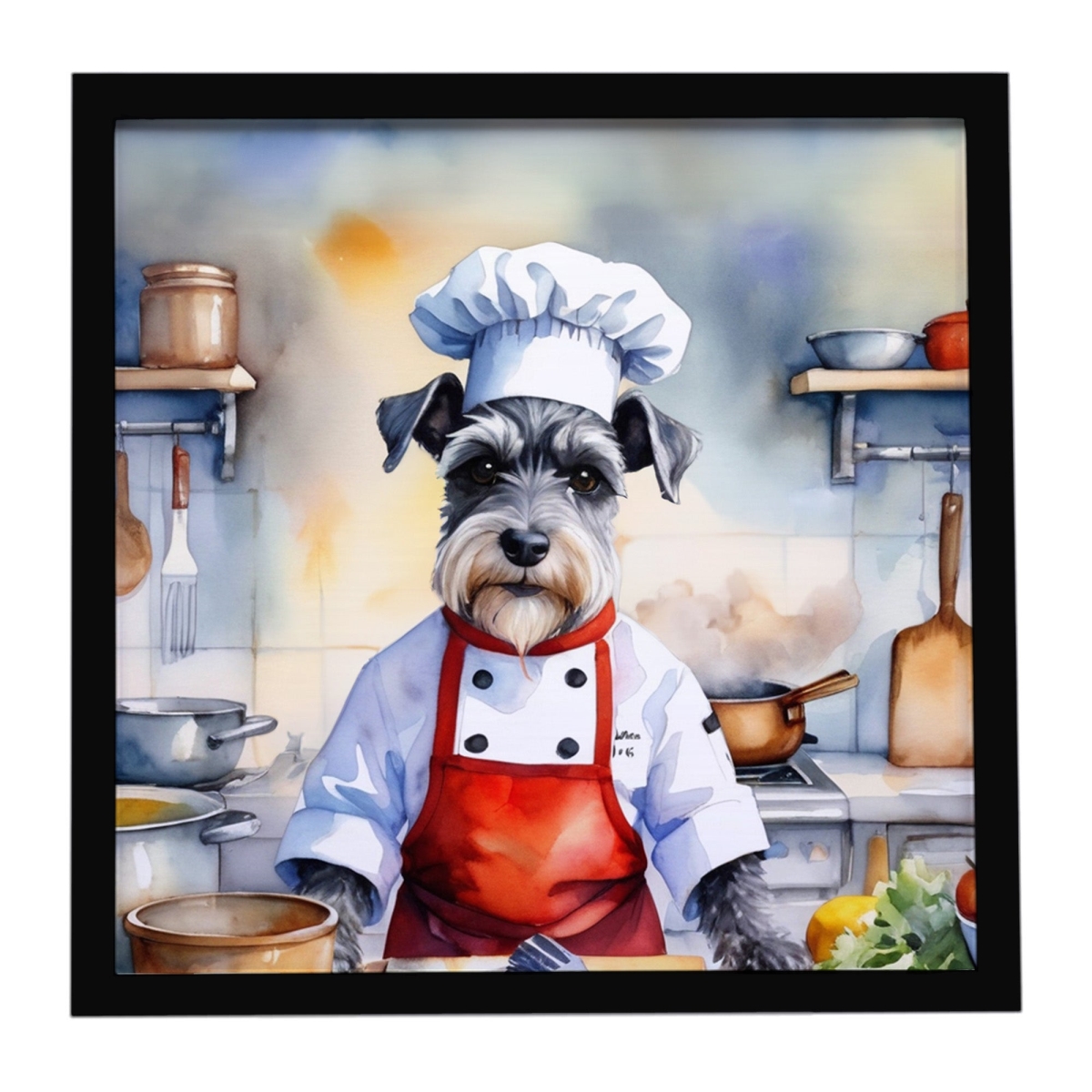 DAC6321MFP88 8 x 8 in. Schnauzer The Chef Framed Metal Print