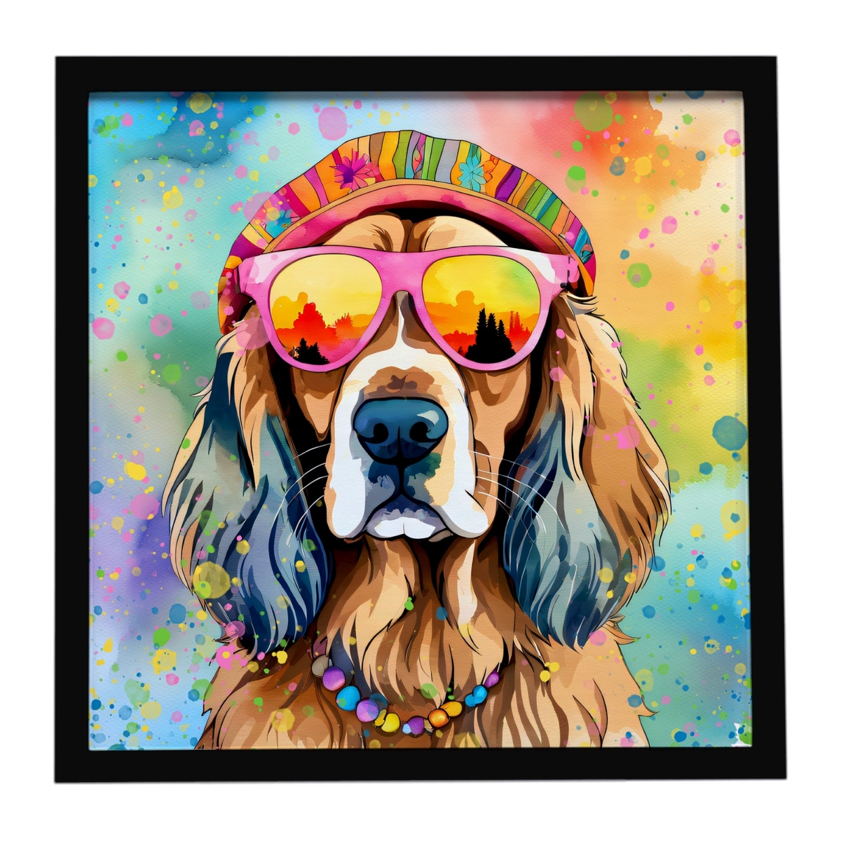 DAC2492MFP88 8 x 8 in. Cocker Spaniel Hippie Dawg Framed Metal Print