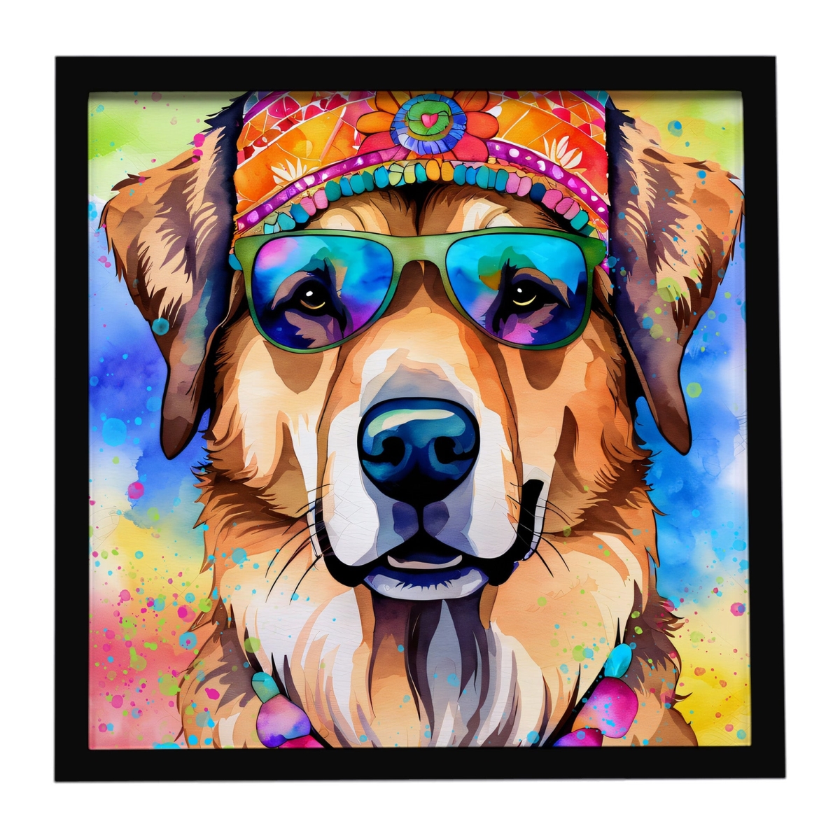 DAC2580MFP88 8 x 8 in. Hippie Dawg Framed Metal Print