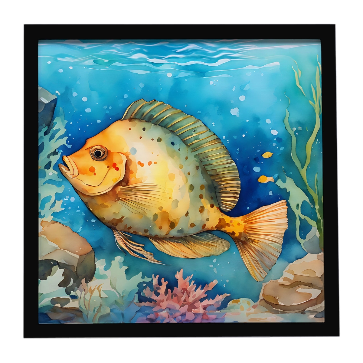 DAC2787MFP88 8 x 8 in. Flounder Framed Metal Print