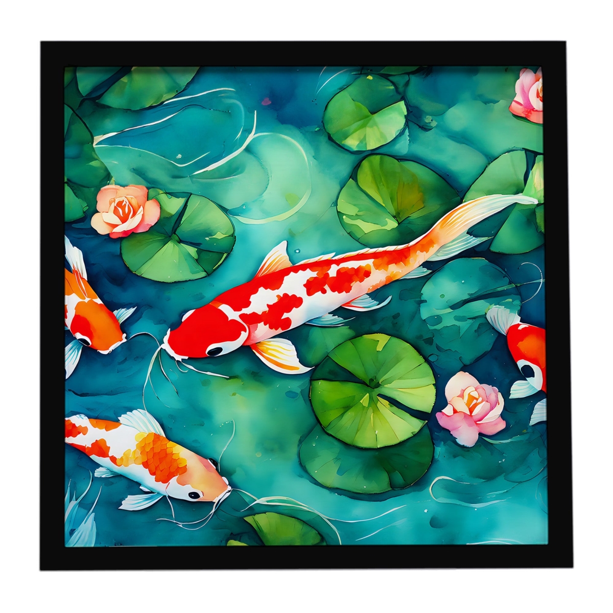 DAC2801MFP88 8 x 8 in. Koi Fish Framed Metal Print