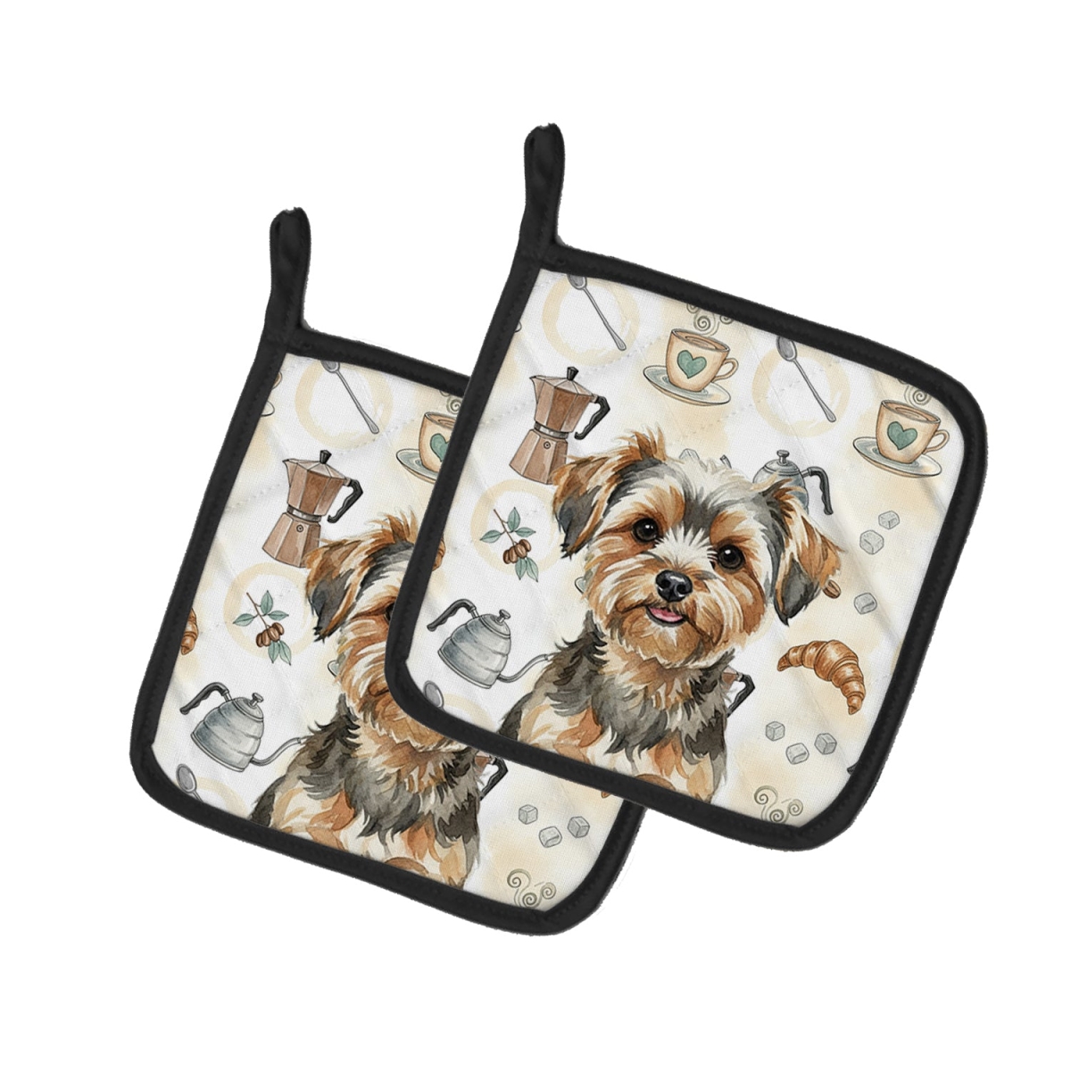 Picture of Carolines Treasures WDK7662PTHD 7.5 x 7.5 in. Yorkipoo Coffee Bar Pair of Pot Holders