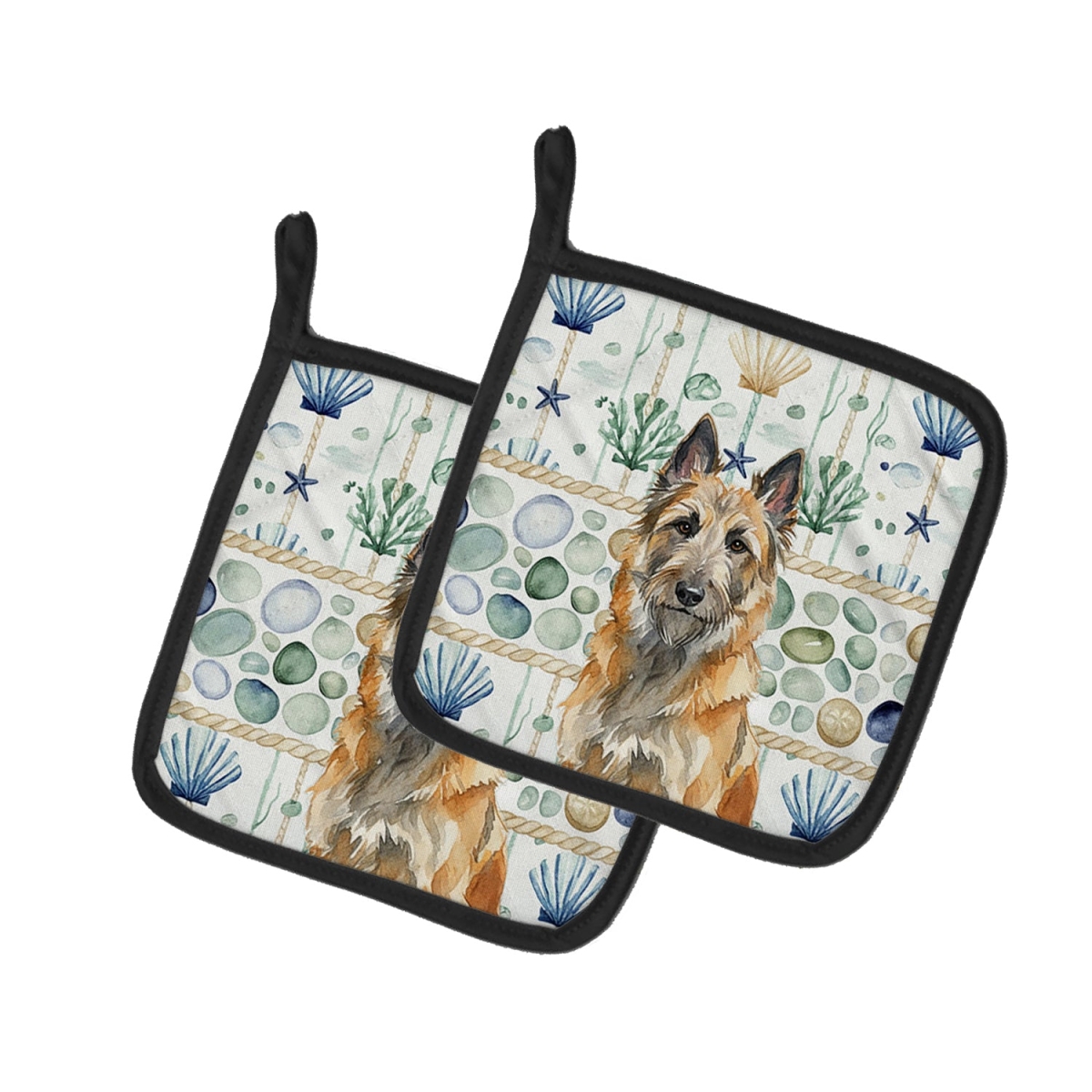 Picture of Carolines Treasures WDK6907PTHD 7.5 x 7.5 in. Belgian Laekenois Coastal Sea Glass Pair of Pot Holders
