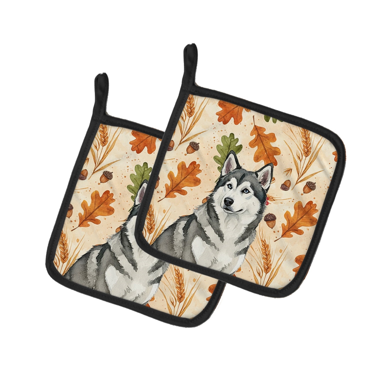 Picture of Carolines Treasures WDK7674PTHD 7.5 x 7.5 in. Gray & White Alaskan Malamute Heirloom Fall Pair of Pot Holders