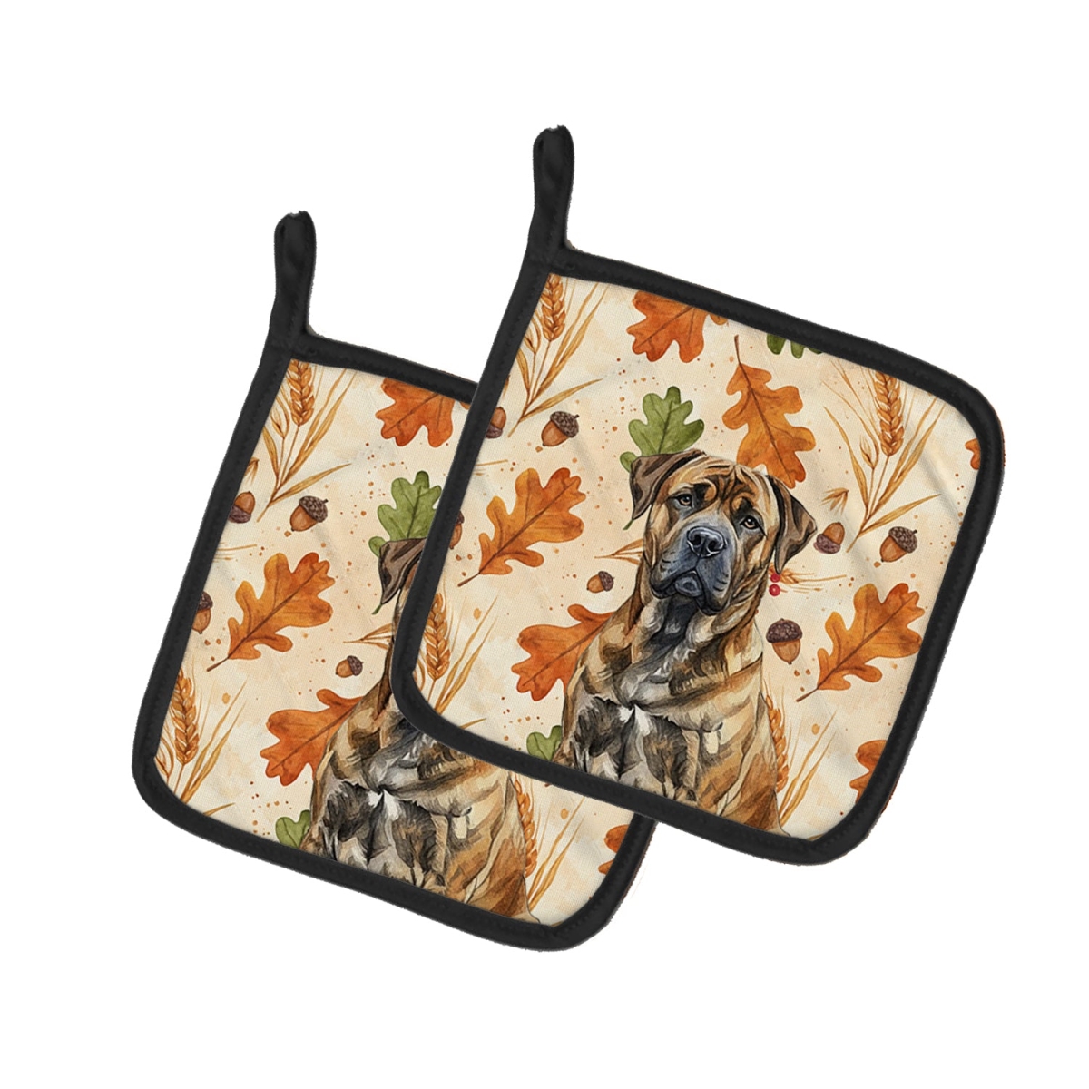 Picture of Carolines Treasures WDK7720PTHD 7.5 x 7.5 in. Brindle Boer Boel Heirloom Fall Pair of Pot Holders
