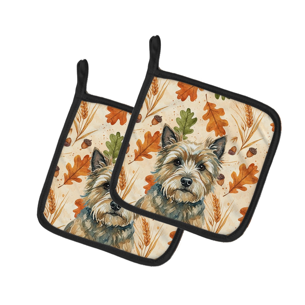 Picture of Carolines Treasures WDK7756PTHD 7.5 x 7.5 in. Cairn Terrier Heirloom Fall Pair of Pot Holders