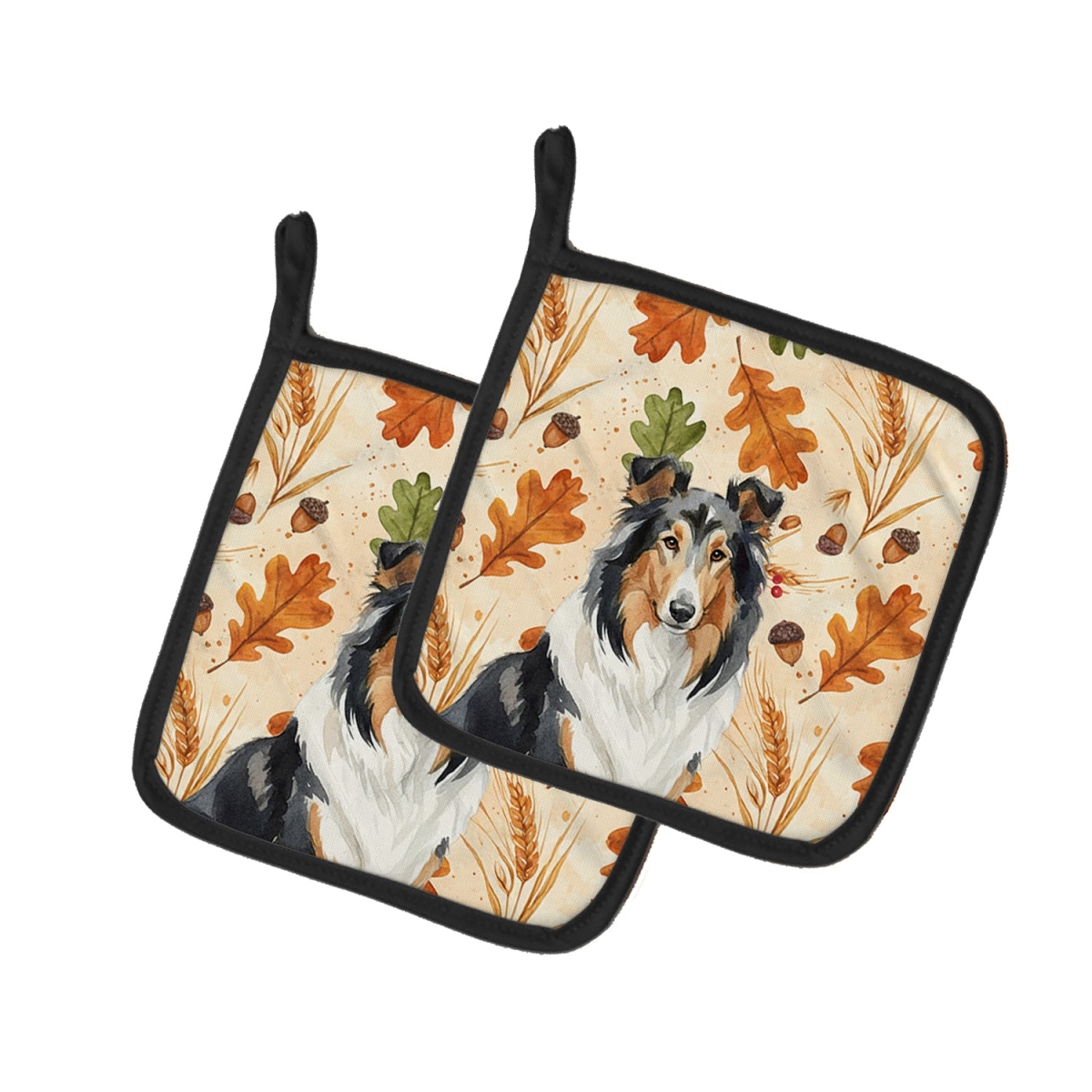 Picture of Carolines Treasures WDK7787PTHD 7.5 x 7.5 in. Tricolor Collie Heirloom Fall Pair of Pot Holders