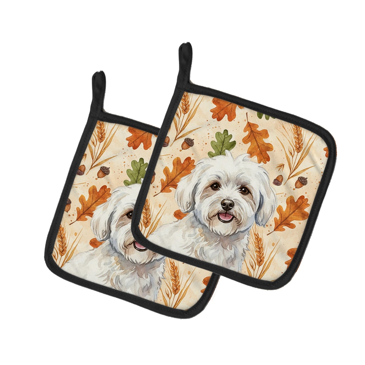 Picture of Carolines Treasures WDK7789PTHD 7.5 x 7.5 in. Coton de Tulear Heirloom Fall Pair of Pot Holders