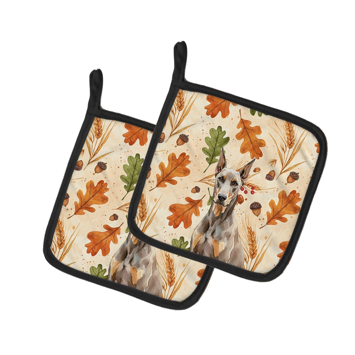 Picture of Carolines Treasures WDK7808PTHD 7.5 x 7.5 in. Fawn Doberman Pinscher Heirloom Fall Pair of Pot Holders