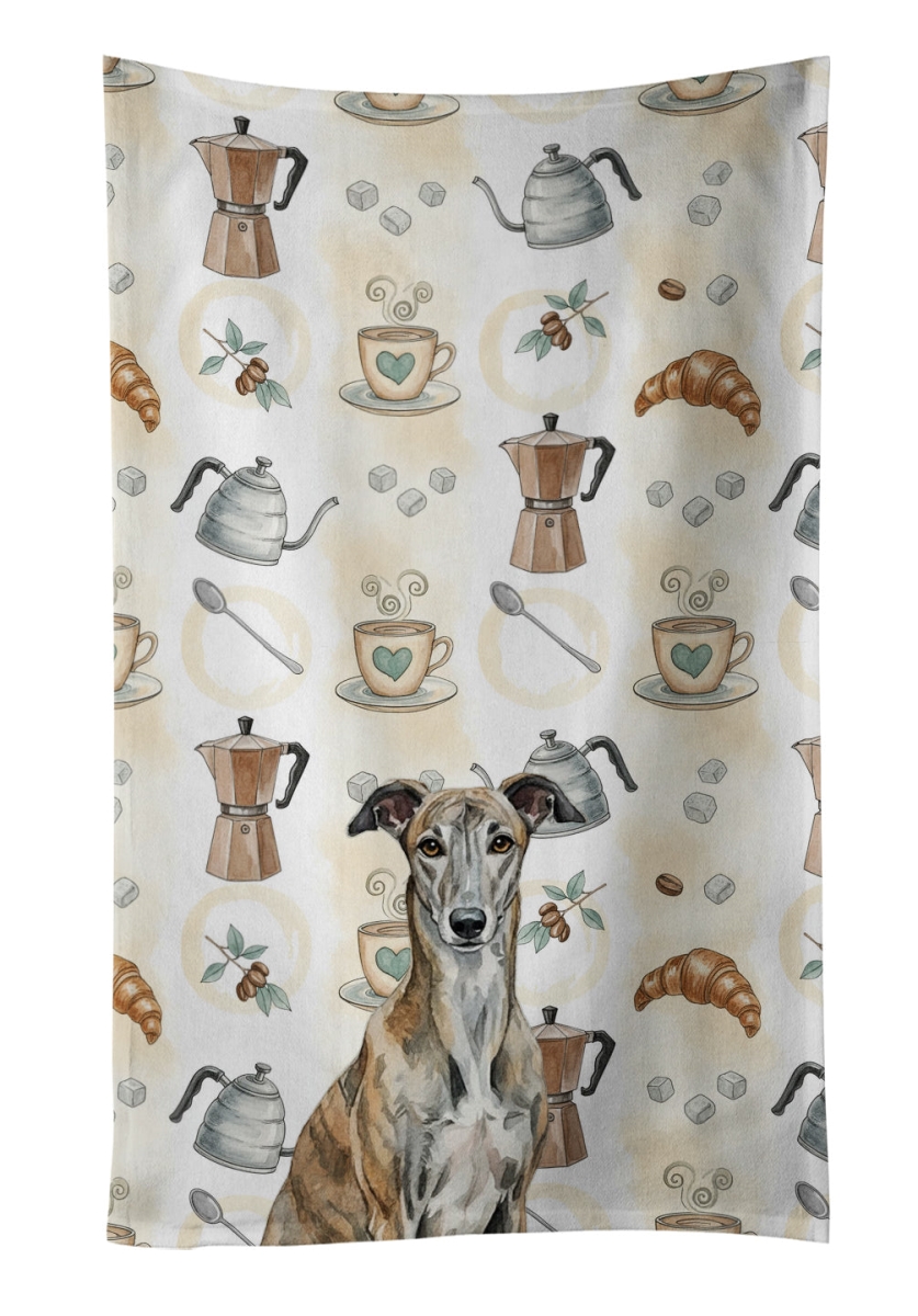 WDK7463KTWL 25 x 15 in. Brindle Greyhound Coffee Bar Kitchen Towel