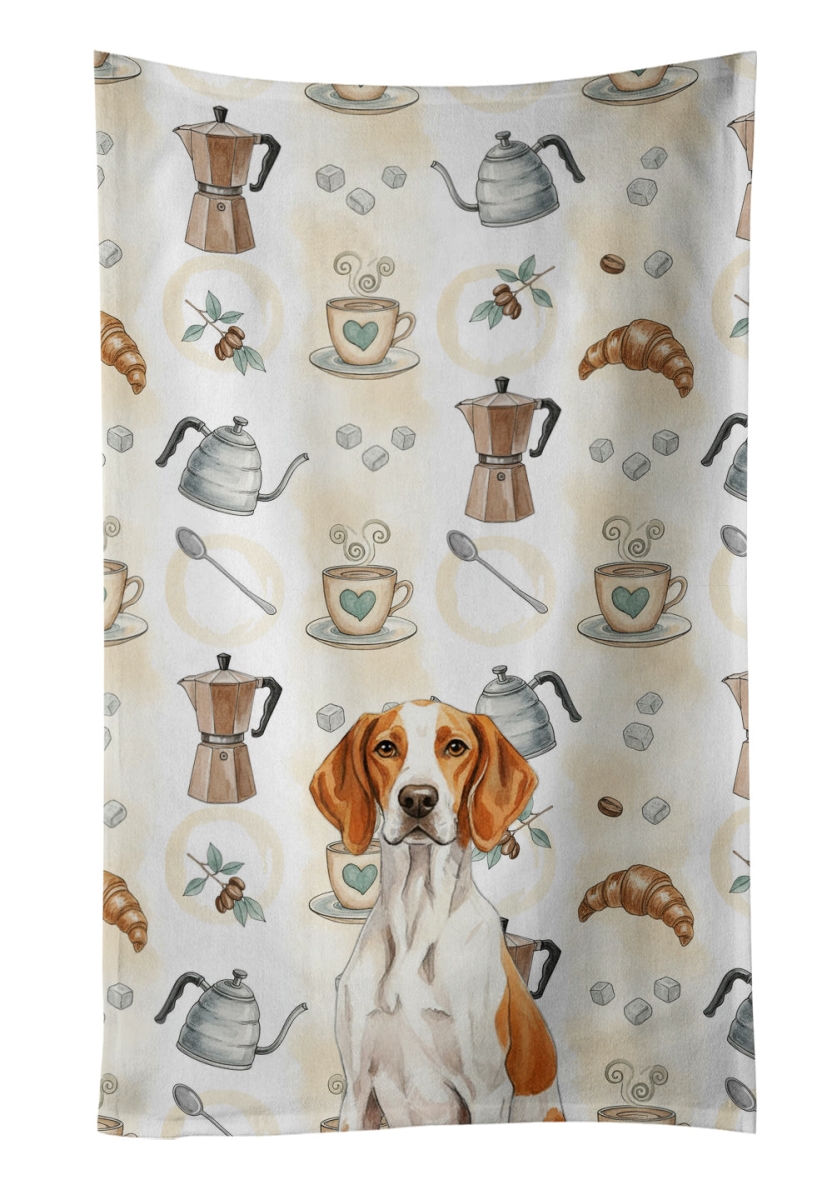 WDK7557KTWL 25 x 15 in. Orange & White Pointer Coffee Bar Kitchen Towel