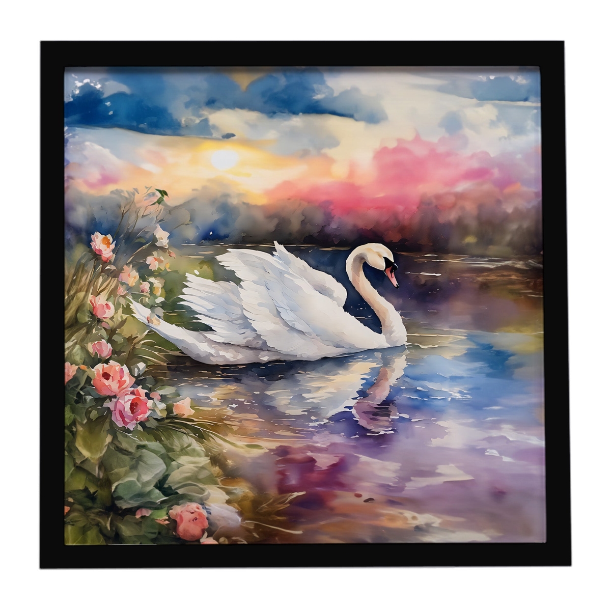 DAC3274MFP88 8 x 8 in. Swan Framed Metal Print