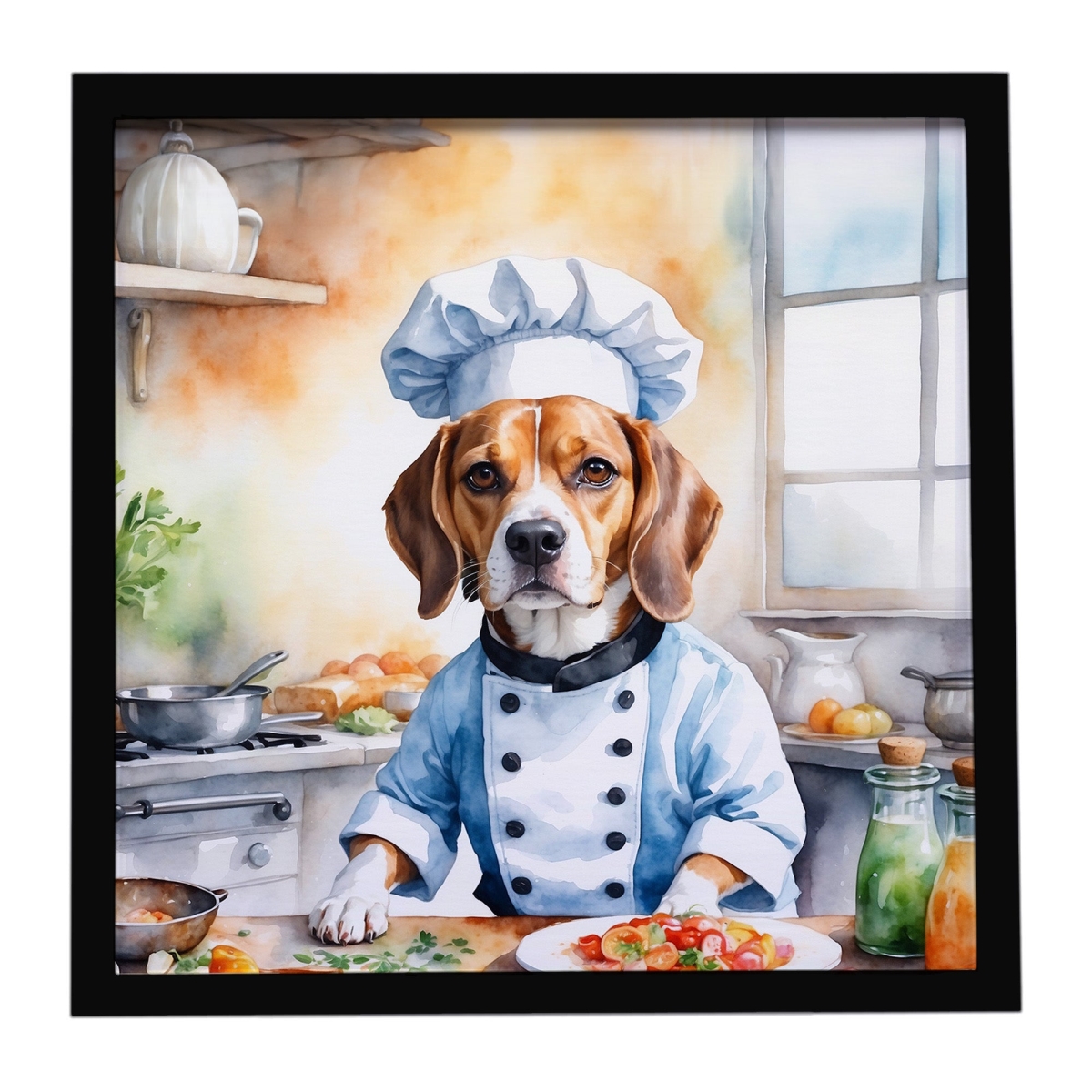 DAC6197MFP88 8 x 8 in. Beagle The Chef Framed Metal Print