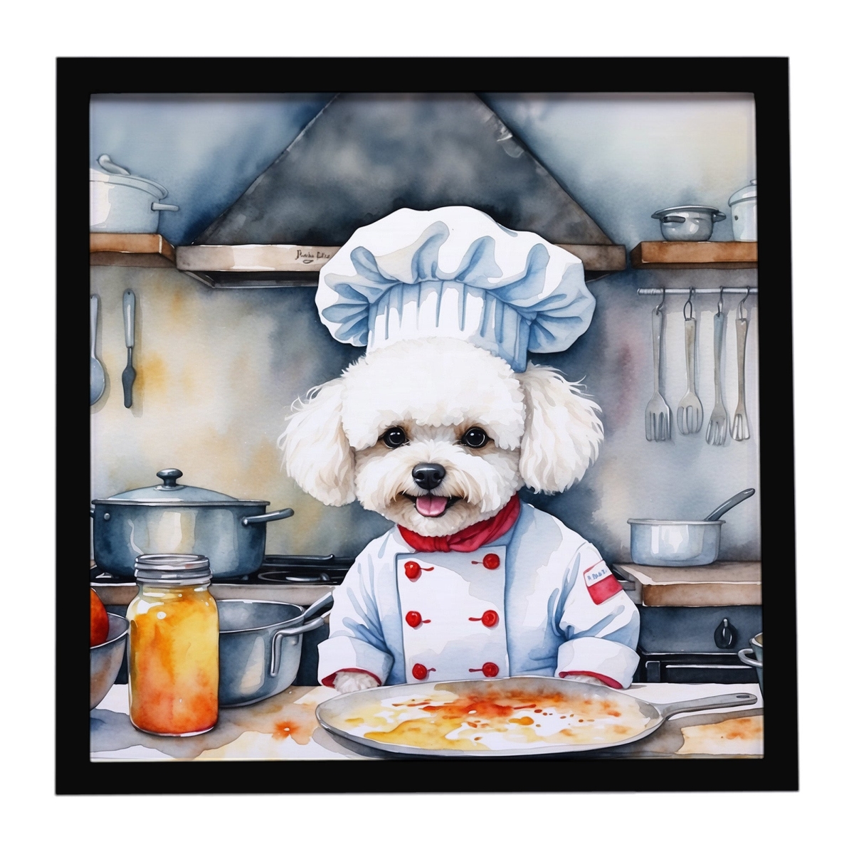 DAC6208MFP88 8 x 8 in. Bichon Frise The Chef Framed Metal Print